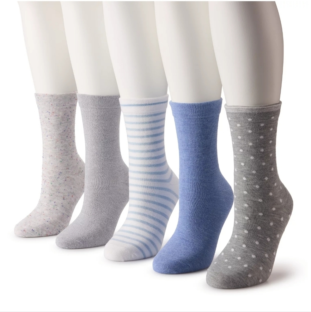 🛒3 For $10 🛍 Women's Assorted Crew Socks - Gray, Blue, White